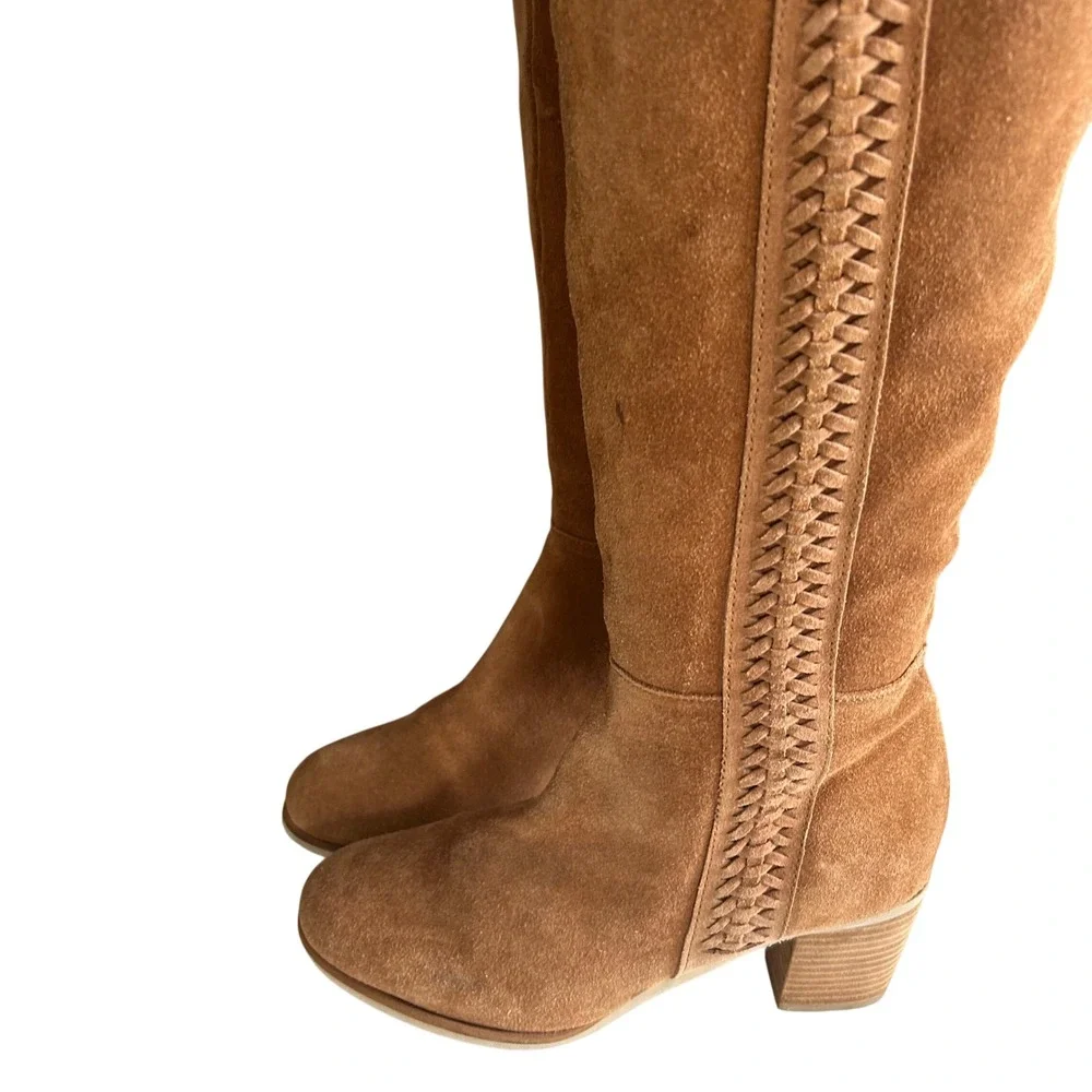 Matisse Suede Tan Over The Knee Boots Size 8‎ Braided Tall boho western